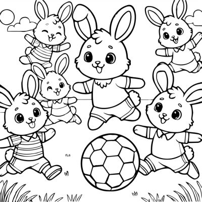Coelhos jogando futebol