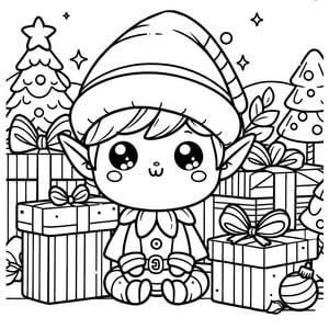 Os presentes do duende de Natal kawaii