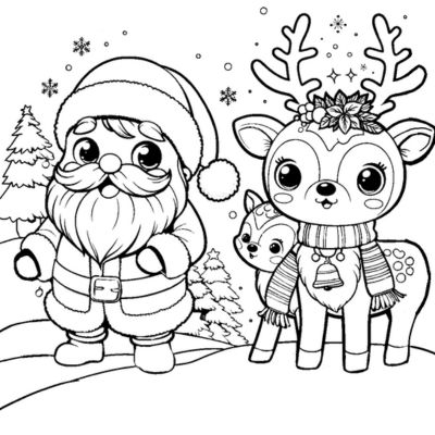 Papai Noel e rena kawaii