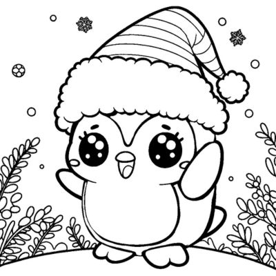 Pinguim de Natal kawaii