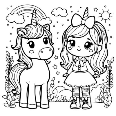 Unicórnio e uma menina