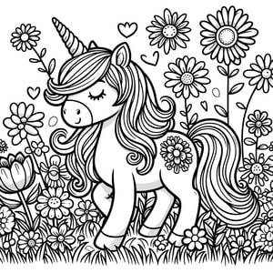 Unicórnio nas flores